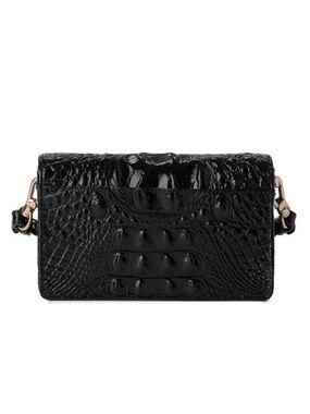 Brahmin Minuette Croc Embossed Black Leather Amelia Wallet Crossbody Minii Bag